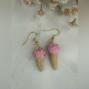 Pink Ice Cream Cone Earrings